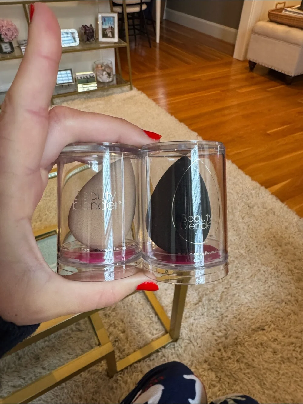 beautyblender Duo Makeup Sponges in Black & Beige with Holders